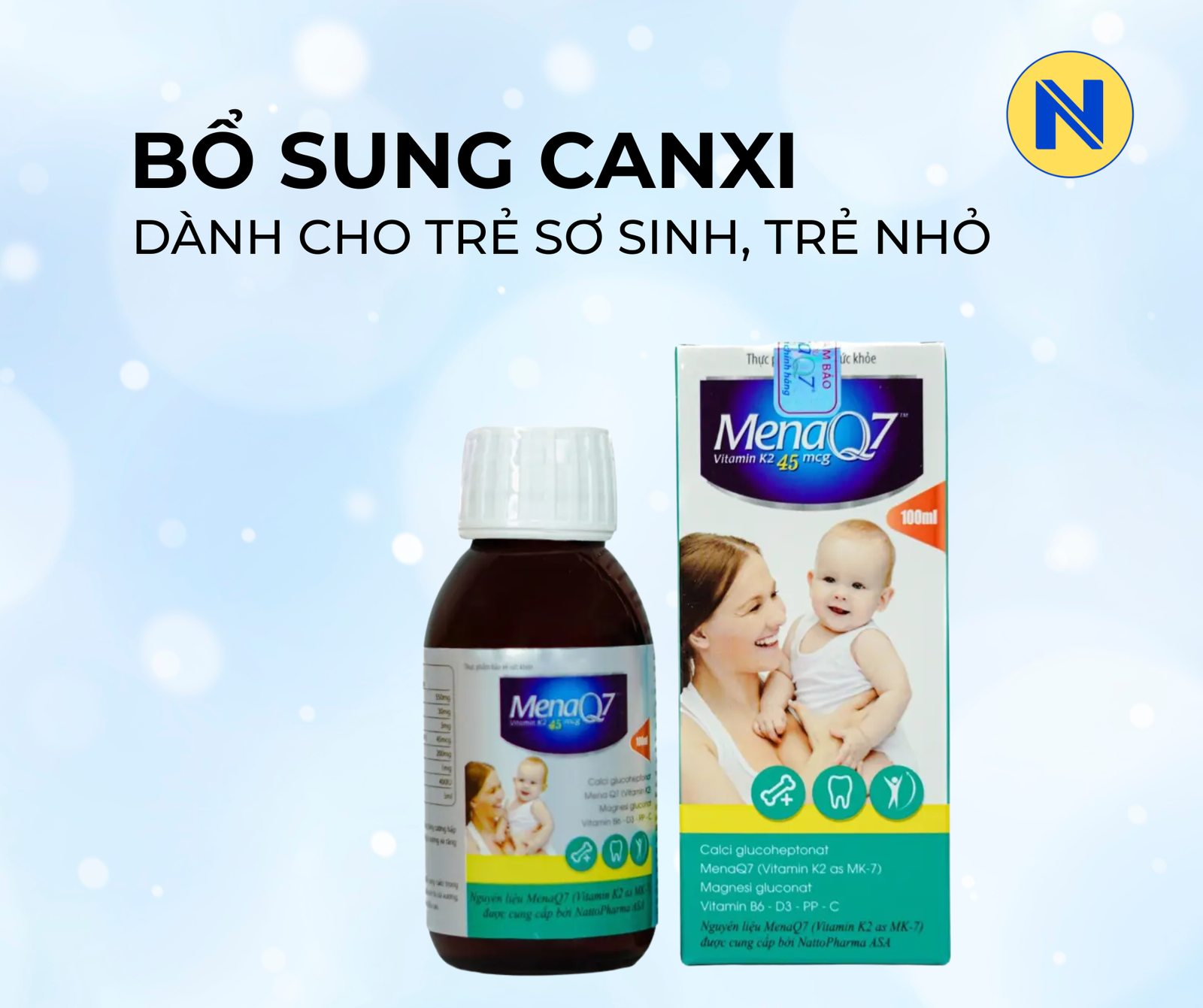 Midu MenaQ7 Bổ sung canxi trẻ sơ sinh